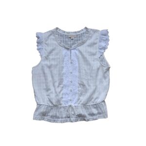 NEW The General Good Textured Woven Sleeveless Blouse XL White Boho